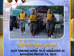 OLAHRAGA PAGI ULET TARUNA AKPOL TK. IV ANGKATAN 56 BATALYON PRESISI DI PUSDIK BRIMOB LEMDIKLAT POLRI